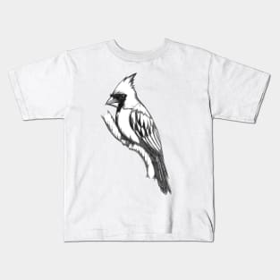 Northern Cardinal - Pencil Bird Illustration Kids T-Shirt